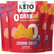 키토 케토 저탄고지 다이어트 크래커 저탄수화물 무설탕 건강한간식, 체다 치즈, 2.25온스(3팩)
