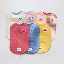 유앤펫 강아지 와펜 스트라이프 나시 티셔츠(2XL~4XL), 퍼플