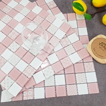 믹스글라스 모자이크타일 H/31mmx4T패턴핑크 (10장이상사은품), 30cm x 30cm=1장