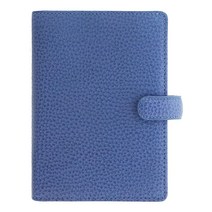Filofax Finsbury 오거나이저 미니 사이즈 비스타 블루 - 전통적인 그레인 가죽 5개의 링 주간 캘린더 다이어리 다국어 2023 (C029504-23)