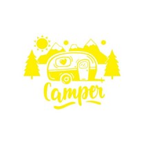 패션 캠핑카 그래픽 자동차 스티커 크리에이티브 장식 운송업자 RV 캐러밴 트럭 도어 윈도우 비닐 라미네이트 자동차 액세서리, YELLOW+M 50x38cm