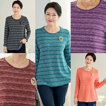 [엄마옷 로즈맘] 심플캐주얼스트라이프면티셔츠