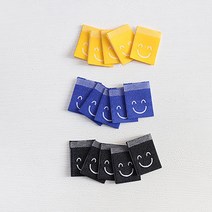 5개-끼움라벨) 웃는얼굴(3컬러) - 직조라벨 q 핸드메이드 데코아이템, 블루