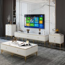거실장 티비 다이 TV장 선반 받침대 현대 거실 나무 가구 스테인리스 대리석 텔레비, 2.coffee table