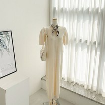 베니르 퍼프 니트 롱 원피스 3color