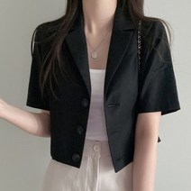 케이에비뉴 반팔 린넨 크롭 숏 자켓