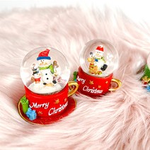 [왓위셀] 미니 스노우볼 4타입 워터볼 크리스마스 스노우글로브, 02. 찻잔 스노우볼 (그린)-랜덤발송