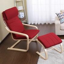 블루밍홈 네이쳐 1인 안락의자 암체어 발받침 세트, 의자 스툴 세트_와인