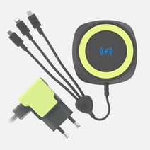 팝폰 QC3.0 고속충전 도난방지 3in1 무선충전패드 멀티 충전기 5핀 8핀 C타입, 팝폰 QC3.0 3in1 + 무선충전멀티충전기