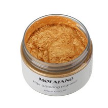 Mofajang-컬러 헤어 왁스 스타일링 임시 염색 일회용 패션 머드 크림 엣지 컨트롤, [03] golden, 1개