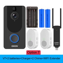 현관cctv 감사카메라 반려동물 cctv 무인카메라 eken v7 벨, 블랙 옵션 7, 우리 플러그