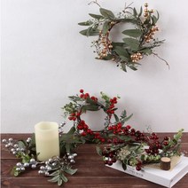 크리스마스 캔들리스 캔들 홀더 링 센터피스 테이블장식, 레드