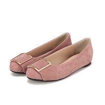 바바라 BABARA 스웨이드 데일리 골드사각장식 플랫 1cm BBE538PK