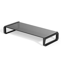 클라빙 강화 유리 모니터 받침대 스탠드 USB 포트 화이트/블랙, 모니터 받침대(블랙)