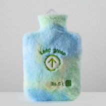 홀치기 염료 플러시 온수 가방 2000ml 고밀도 PVC 따뜻한 병 핸드 워머 커버 랩 주전자 침대 기간 경련 용, 02 green 850ml