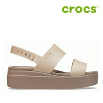 크록스 샌들 40- 207641-99P 우먼스 브루클린 메탈릭 로우 웨지 메탈릭 샴페인