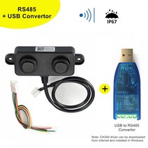 플로트스위치 A02 거리 수위 측정 용 초음파 센서 모듈 프로브 방수 IP67 UART/PWM/RS485 출력 3-450cm 범, RS485 with Convertor