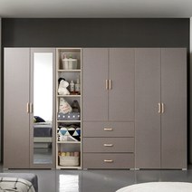 가이온 시에나 2800 3단서랍 거울도어 장롱 옷장 선반장 세트, 그레이