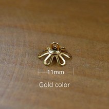 비즈공예 원석 50pieces 8.5mm 9mm 10mm 꽃 비즈 캡 펜던트 커넥터 쥬얼리 액세서리 DIY 재료 수제 보석 결, 15 No4 gold color