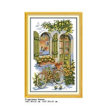십자수 자수 만들기 기쁨 일요일 창틀 꽃 풍경 시리즈 키트 플로랄 패턴 aida 14ct11ct count print 세트, 11ct 인쇄, f470