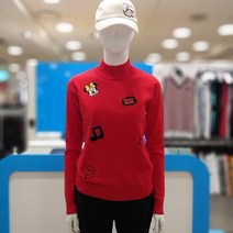 디즈니골프 NC불광 소재감 부드럽고 신축성 좋은 여성 가을 반넥 니트티 레드 HL3LKT091RD