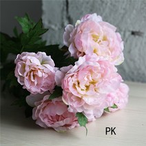 메탈요요 매직요요 고속 금속 요요 YO CHO-큰 모란 화이트 실크 웨딩 홈 데코 플로레 6 헤드 생생한 가을, 10 PK-light-pink