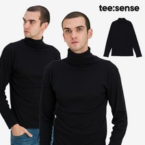 티센스 남성용 골지 목폴라 긴팔 티셔츠