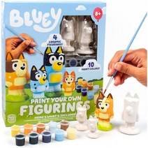 Bluey Paint Your Own Figurines – 아이들이 그림을 그릴 수 있는 세라믹 및 빙고 인형 재미있는 페인팅 키트 아이들을 위한 창의적인 장난감 생일 파티 외박, 블루이