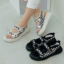여성 통굽 키높이 체크 샌들 발편한 스트랩 5센치 DK960