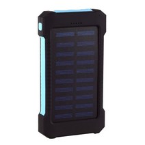 상단 태양 보조베터리 방수 50000mAh 태양 열 충전기 2 USB 포트 Xiaomi 아이폰에 대 한 외부 충전기 보조베터리 LED 빛, Blue, 규격 없음