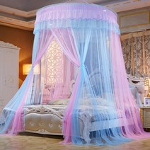 암막텐트 방충 방풍 기숙사 2층침대 텐트 bed canopy double colors hang 모기장 공주 침대 커튼 접이식 캐노피 침대 우아한 요정 레이스 dossels, 핑크 블루, 평균 크기