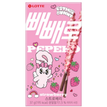 롯데 에스더버니 빼빼로 스트로베리 37g 딸기 막대과자 간식, 4개