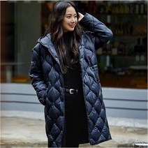 [지오다노] 372914 여성 초경량 퀼팅 후드 롱 자켓 (장희령착용) 05372914