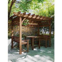 옥상 농막 꾸미기 원두막 만들기 야외 평상 야외 정자, 길이 3m×폭 1.3m의 포도 격자