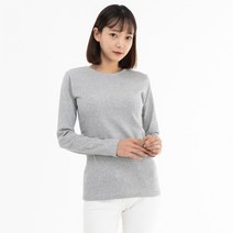 여자 라운드 긴팔 세미 슬림핏 무지 티셔츠