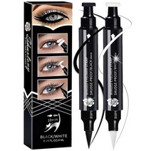 애교살라이너 아이펜슬 철벽녀 안번지는 번지지않는 음영 안지워지는아이라이너 SHARLOVY Winged Eyeliner Stamp2 퍼펙트 윙용 아이라이너 펜 고양이 눈 스탬프 방수, 10MM, 화이트&블랙