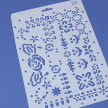 스텐실 도안 12호 심플꽃문양 17.7x26cm B-01-003