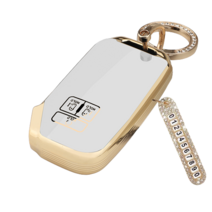 키에티 기아 신형 카니발 4세대 KA4 7버튼 TPU 엣지 키케이스 + 큐빅번호판, 골드+화이트