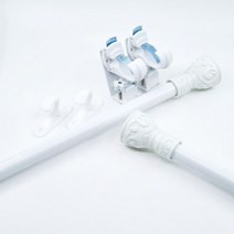 굿즈팡팡 못없이커튼봉 안뚫어고리 슬림파워 + 봉브라켓 + 커튼봉 세트상품, 화이트 슬림파워(2개)+커튼봉(120~240cm)