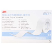 3M 마이크로포 종이반창고 1530-1 화이트 12P, 3통