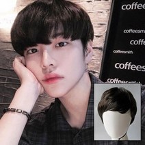 증모 남자부분가발 이마 붙임, 내츄럴블랙 onesize