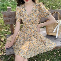 스타일아유 여성 여름 핑크 랩 브이넥 잔꽃 꽃무늬 플라워 나염 원피스 휴양지 데이트룩