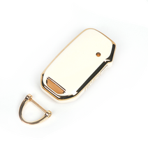 기아 자동차 신형 더뉴 레이 키케이스 스마트키 4버튼 키링 키홀더, 골드-아이보리