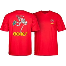 Powell Peralta 스케이트보드 스켈레톤 티셔츠 화이트 XL, Red