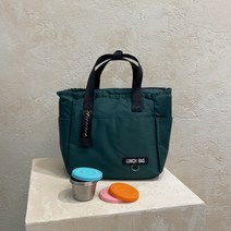 리비다 보온보냉 도시락 가방 + 소스통 세트, 정글 그린