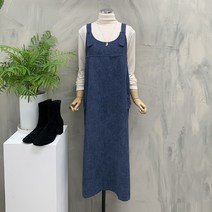 [신상무배]단추 끈 조절 코듀로이 멜빵 뷔스티에 원피스