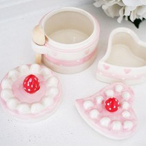 케이크소품 조미료통 밀폐유리용기 도자기그릇 잼병 분쇄커피보관 오일병 꿀단지, 하트 케이크, 1개