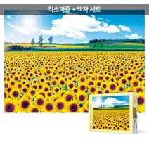 500피스 직소퍼즐+액자세트 - 푸른 하늘 아래 해바라기 들판 (액자포함), 단품, 단품