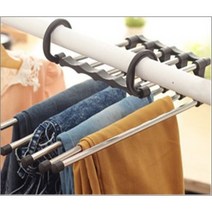 5단 신박한정리 공간 틈새 활용 바지정리법 허들옷걸이 블랙, 단일
