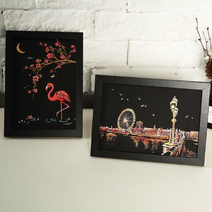 스크래치 페이퍼 1+3 (4종 1세트) 스크래치북 미니 컬러링 보드 나이트뷰 20x14cm 아트테라피, 유럽